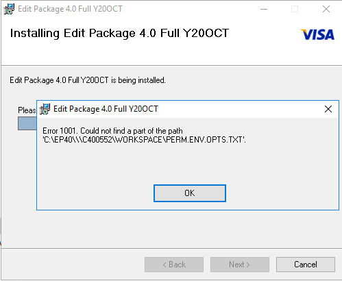 Solved: Edit Package error in application startup - Visa Developer ...